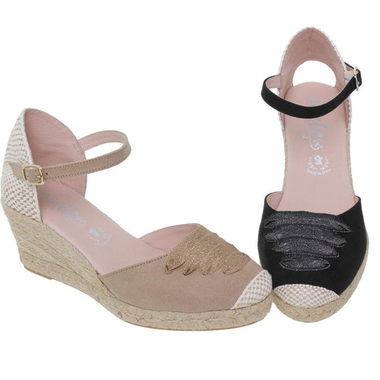 Sandalo donna in pelle con zeppa